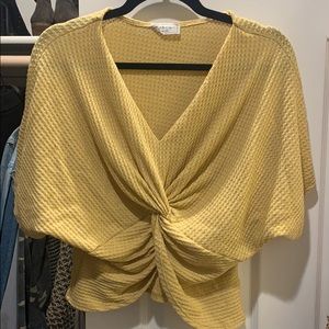 Front twist waffle knit top